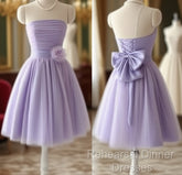 Cute Purple Strapless Pleat Short Homecoming Dress Wedding Party Dress